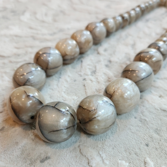 Acrylic Statement Necklace w Black and White Marbeling - Picture 10 of 17